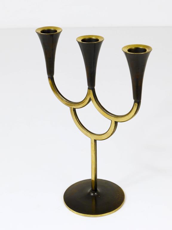 Richard Rohac Brass Candelabra Mid-Century Candle Holder, Vienna, Austria, 1950s