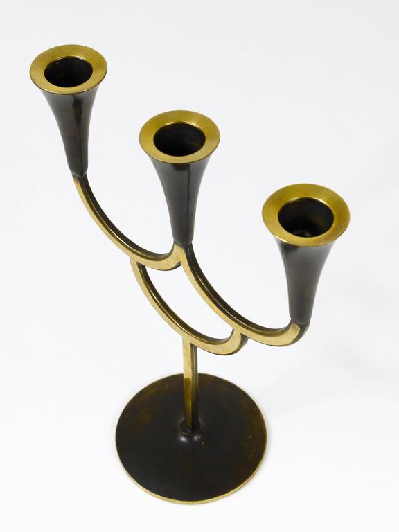 Richard Rohac Brass Candelabra Mid-Century Candle Holder, Vienna, Austria, 1950s