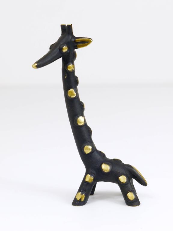 Walter Bosse Brass Giraffe Sculpture Figurine, Herta Baller, Austria, 1950s