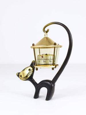 Walter Bosse Katzenfigur mit Thermometer, Herta Baller Austria, 1950er-Jahre