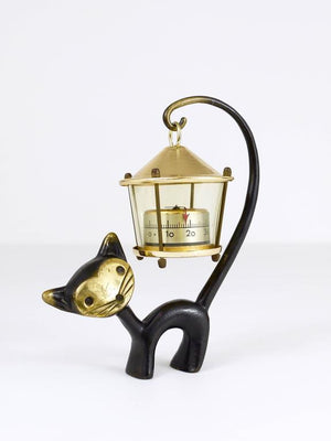 Walter Bosse Katzenfigur mit Thermometer, Herta Baller Austria, 1950er-Jahre