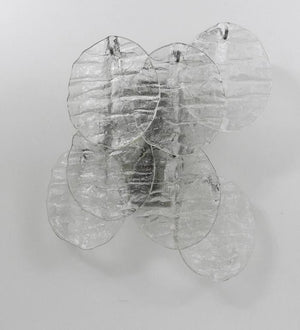 Up to Three J.T. Kalmar Blatt Ice Glass Disc Sconces Wall Lights, Austria, 1960s