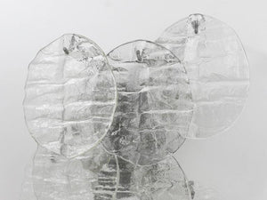 Up to Three J.T. Kalmar Blatt Ice Glass Disc Sconces Wall Lights, Austria, 1960s