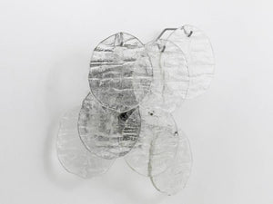 Up to Three J.T. Kalmar Blatt Ice Glass Disc Sconces Wall Lights, Austria, 1960s