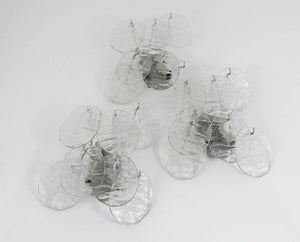 Up to Three J.T. Kalmar Blatt Ice Glass Disc Sconces Wall Lights, Austria, 1960s