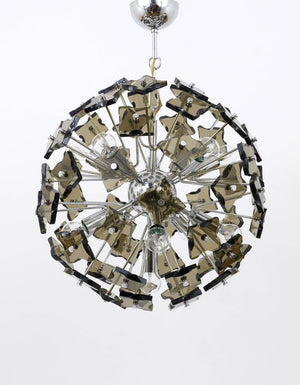 Lampadario Sputnik Fontana Arte in vetro tagliato a soffione, Mid-Century, Italia, anni 1960