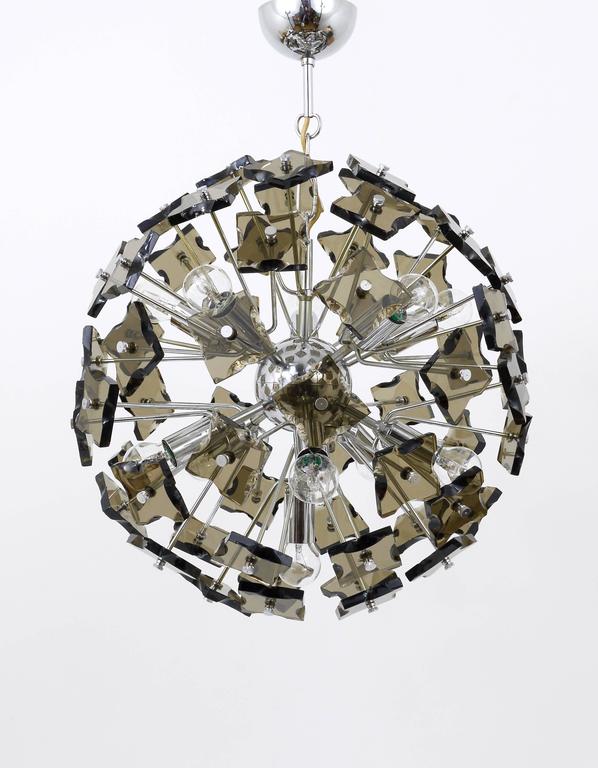 Fontana Arte Sputnik カットガラス タンポポ ミッドセンチュリー シャンデリア、イタリア、1960年代