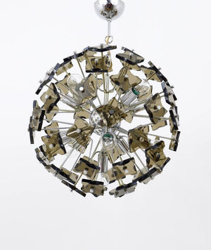Lampadario Sputnik Fontana Arte in vetro tagliato a soffione, Mid-Century, Italia, anni 1960