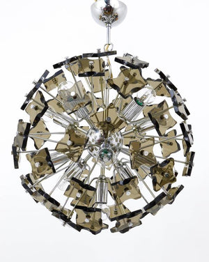 Lampadario Sputnik Fontana Arte in vetro tagliato a soffione, Mid-Century, Italia, anni 1960