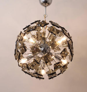 Lampadario Sputnik Fontana Arte in vetro tagliato a soffione, Mid-Century, Italia, anni 1960