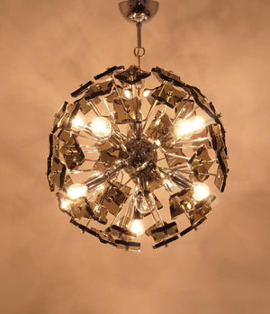 Lampadario Sputnik Fontana Arte in vetro tagliato a soffione, Mid-Century, Italia, anni 1960