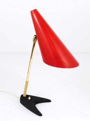 J.T. Kalmar Red Brass Midcentury Table Lamp, Model Style, Vienna, Austria, 1950s