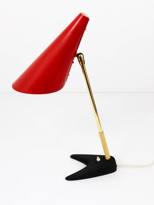 J.T. Kalmar Red Brass Midcentury Table Lamp, Model Style, Vienna, Austria, 1950s