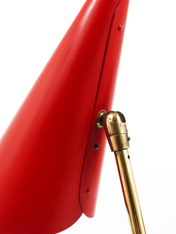 J.T. Kalmar Red Brass Midcentury Table Lamp, Model Style, Vienna, Austria, 1950s