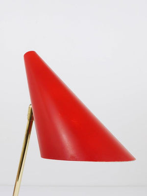 J.T. Kalmar Red Brass Midcentury Table Lamp, Model Style, Vienna, Austria, 1950s