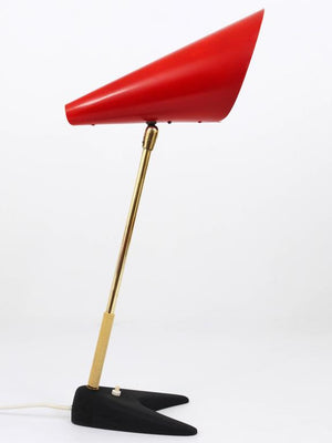 J.T. Kalmar Red Brass Midcentury Table Lamp, Model Style, Vienna, Austria, 1950s