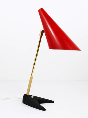 J.T. Kalmar Red Brass Midcentury Table Lamp, Model Style, Vienna, Austria, 1950s