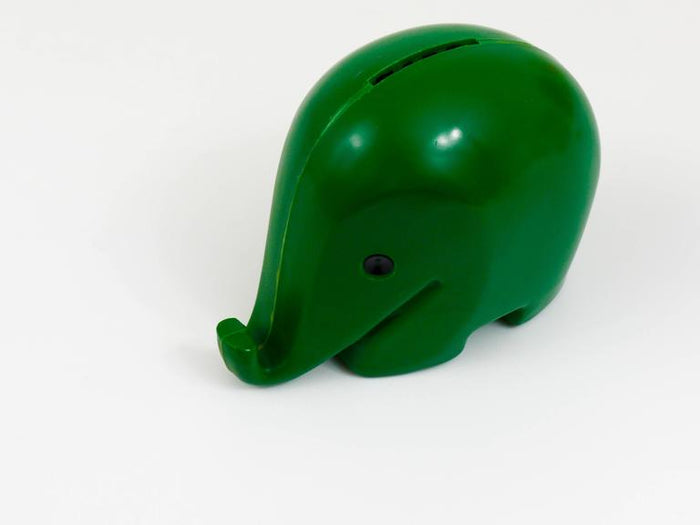 Luigi Colani Drumbo Green Elephant Money Bank for Dresdner Bank, 1970s