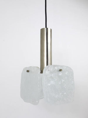 J.T. Kalmar 2x Hängeleuchte aus mattiertem Eisglas, Österreich