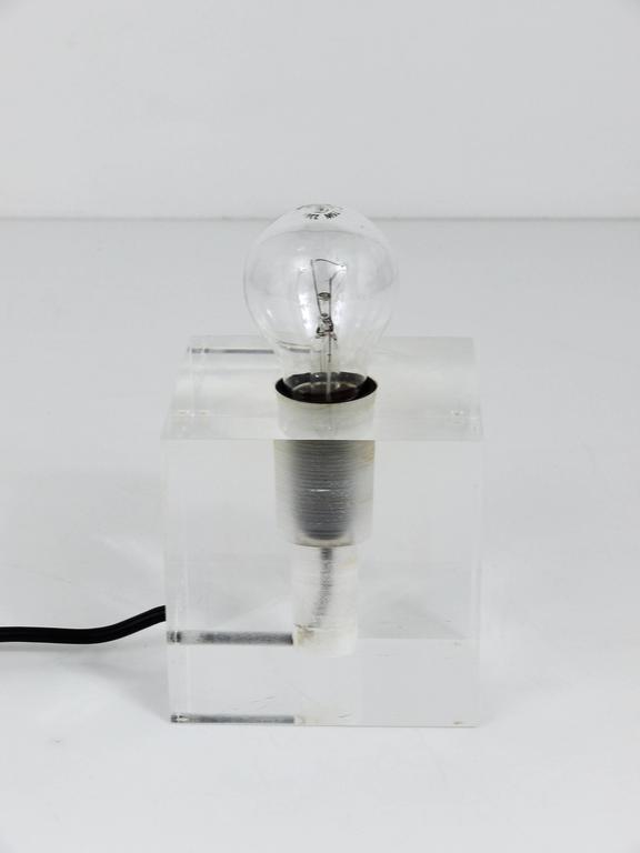 Postmodern Lucite Cubic Table or Side Lamp, Italy, 1970s