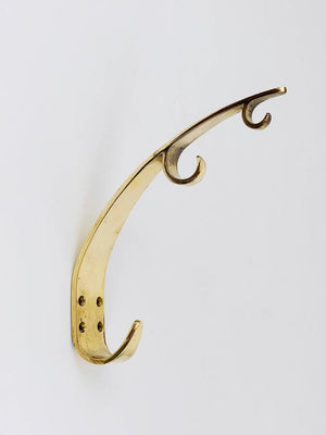 Two Large Mid Century Brass Wall Coat Hooks, Herta Baller Vienna, Austria, 1950s