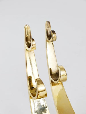Two Large Mid Century Brass Wall Coat Hooks, Herta Baller Vienna, Austria, 1950s