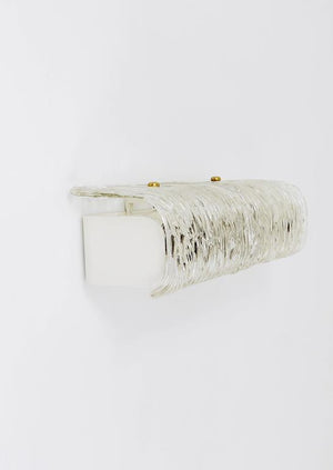 J.T. Kalmar Vanity Mirror Wall Light, Brass & Textured Glass, Austria, 1950s