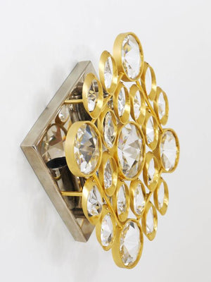 Apliques de pared Ernst Palme Palwa de latón y cristal, estilo Sciolari, 1970s
