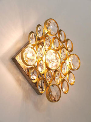 Apliques de pared Ernst Palme Palwa de latón y cristal, estilo Sciolari, 1970s