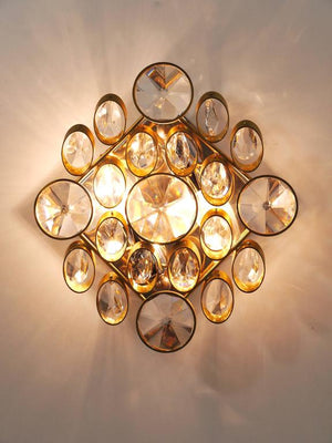 Apliques de pared Ernst Palme Palwa de latón y cristal, estilo Sciolari, 1970s