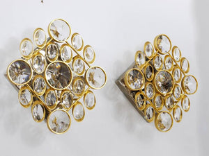 Apliques de pared Ernst Palme Palwa de latón y cristal, estilo Sciolari, 1970s