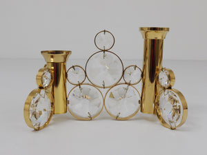 Bougeoir en laiton et cristal Palwa dans le style de Gaetano Sciolari, années 1970