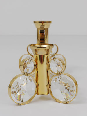 Bougeoir en laiton et cristal Palwa dans le style de Gaetano Sciolari, années 1970