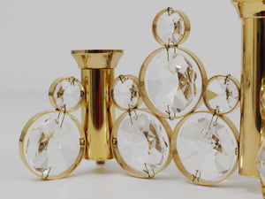 Bougeoir en laiton et cristal Palwa dans le style de Gaetano Sciolari, années 1970