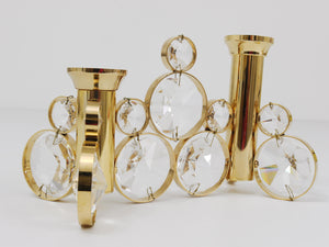Bougeoir en laiton et cristal Palwa dans le style de Gaetano Sciolari, années 1970