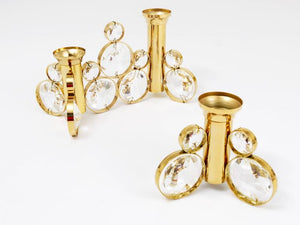 10x Palwa Gaetano Sciolari Style Brass & Crystal Candle Holder Candlestick