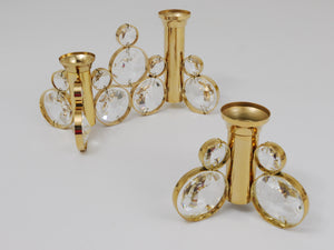 Bougeoir en laiton et cristal Palwa dans le style de Gaetano Sciolari, années 1970