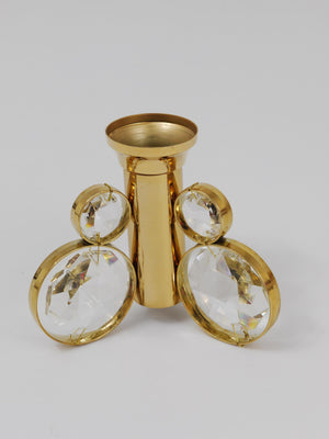 Lot de 6 bougeoirs en laiton et cristal, dans le style de Gaetano Sciolari, Palwa