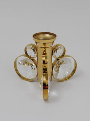Lot de 6 bougeoirs en laiton et cristal, dans le style de Gaetano Sciolari, Palwa