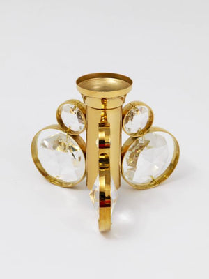10x Palwa Gaetano Sciolari Style Brass & Crystal Candle Holder Candlestick