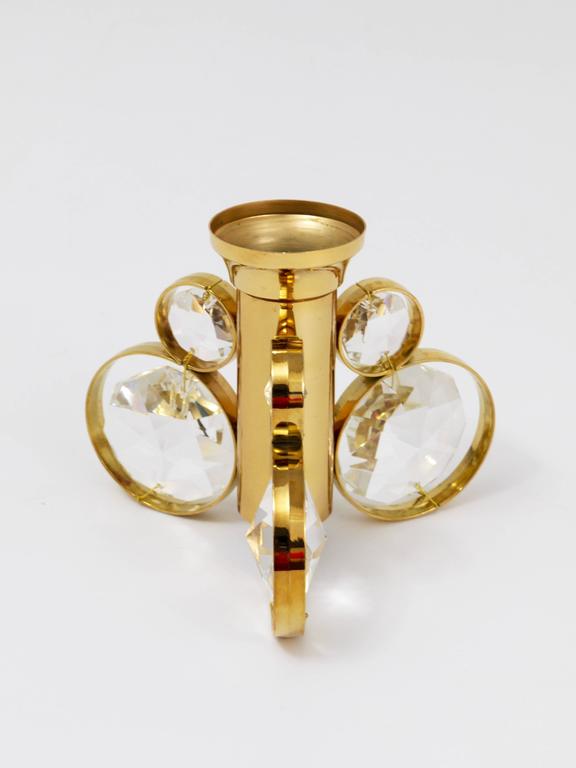 10x Palwa Gaetano Sciolari Style Brass & Crystal Candle Holder Candlestick
