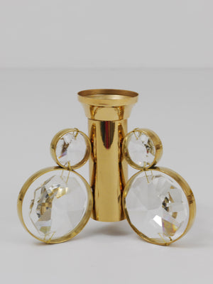 Lot de 6 bougeoirs en laiton et cristal, dans le style de Gaetano Sciolari, Palwa