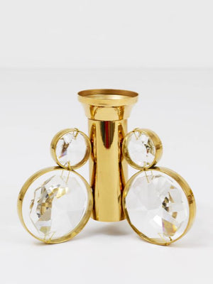 10x Palwa Gaetano Sciolari Style Brass & Crystal Candle Holder Candlestick
