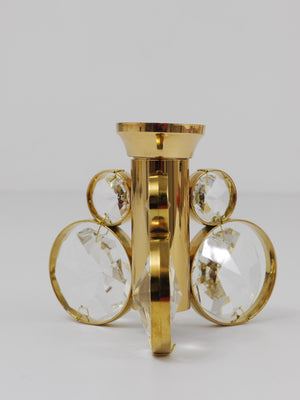Lot de 6 bougeoirs en laiton et cristal, dans le style de Gaetano Sciolari, Palwa