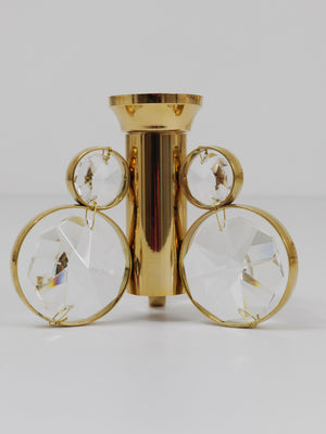 Lot de 6 bougeoirs en laiton et cristal, dans le style de Gaetano Sciolari, Palwa