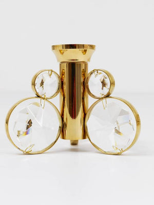 10x Palwa Gaetano Sciolari Style Brass & Crystal Candle Holder Candlestick