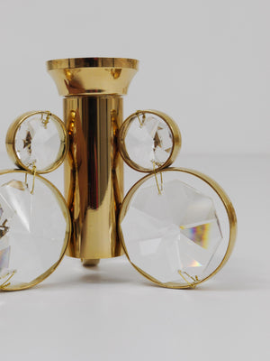 Lot de 6 bougeoirs en laiton et cristal, dans le style de Gaetano Sciolari, Palwa