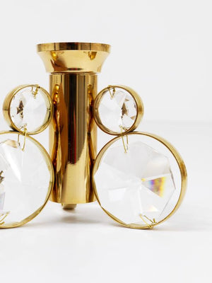 10x Palwa Gaetano Sciolari Style Brass & Crystal Candle Holder Candlestick