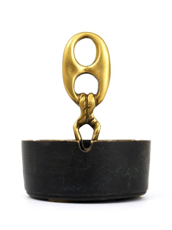 Mid-Century Modernist Brass Ashtray With Handle, Austria, 1950s