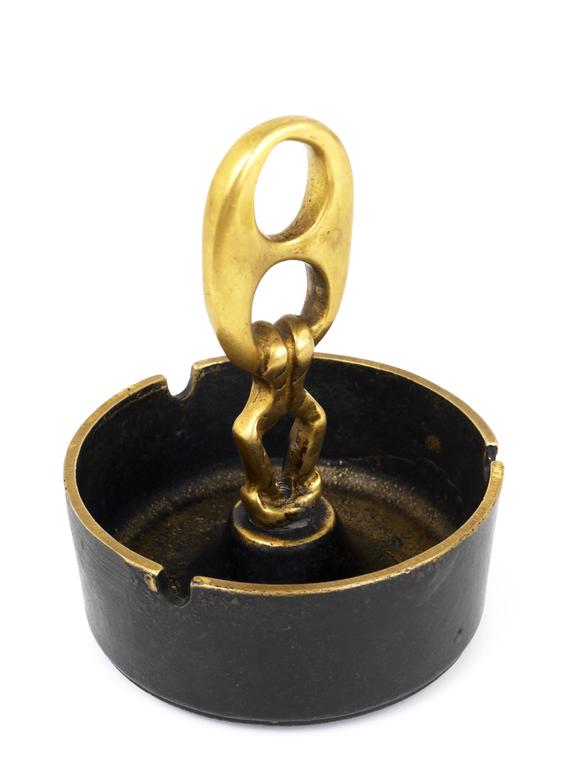 Mid-Century Modernist Brass Ashtray With Handle, Austria, 1950s